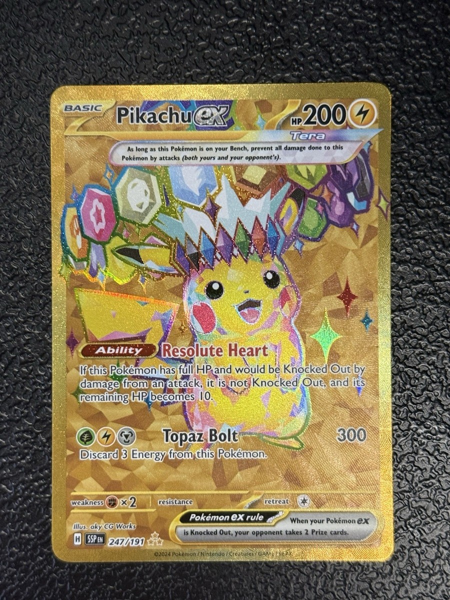 Pikachu EX #247/191 Sv08: Surging Sparks Holo Gold Hyper Rare Card NM | eBay