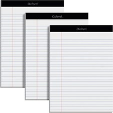 Oxford 8.5 x 11.75 Inch Legal Pads, 3 Pack, Wide Ruled on Both Sides, White Pape