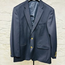 Saddlebred Mens 46R Navy Blue Blazer Stretch Sport Coat Gold Buttons Jacket