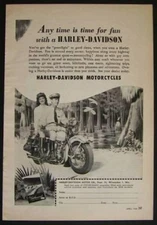 1948 Harley Davidson Motorcycles *Any Time is Time for Fun* vintage Ad