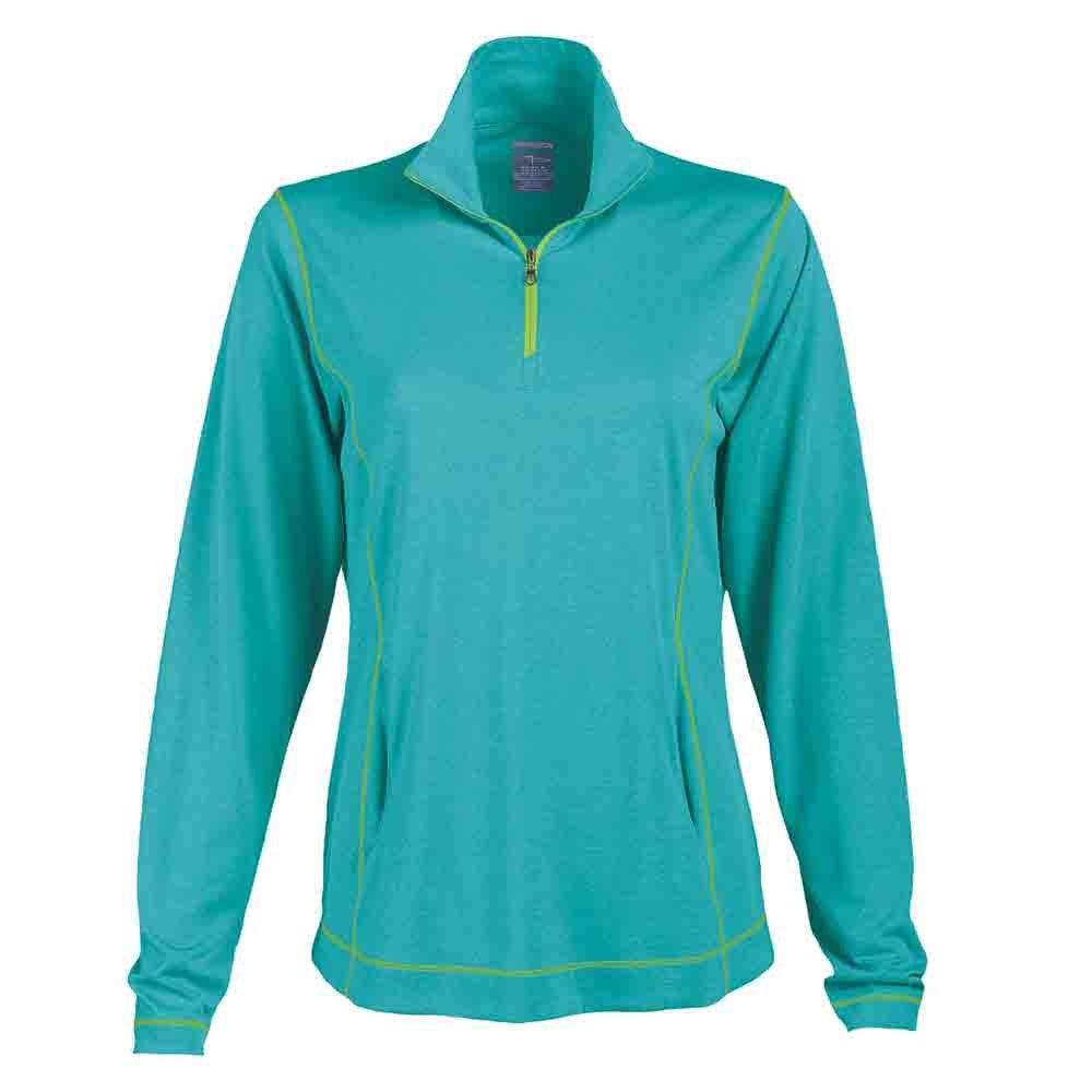 Page & Tuttle Coverstitch Heather Quarter Zip Jacket Womens Blue Casual Athletic