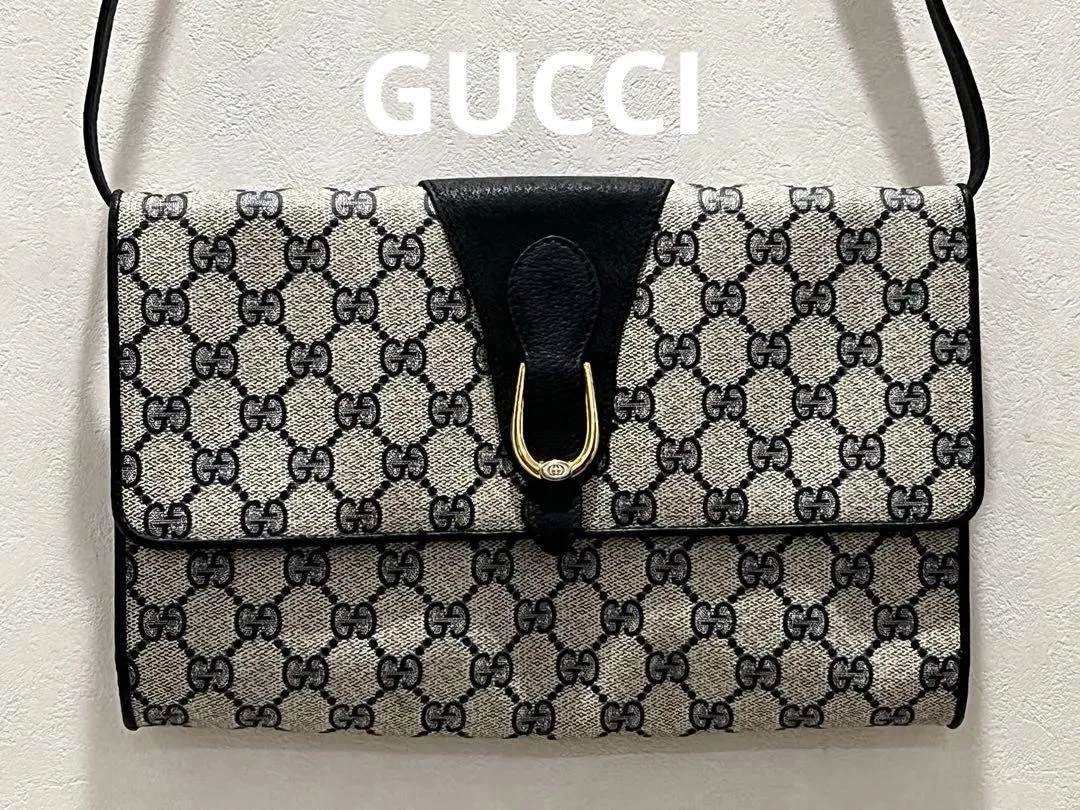 GUCCI Ancien sac à bandoulière Gucci PVC étiquette papier 2 voies #PG1YC8