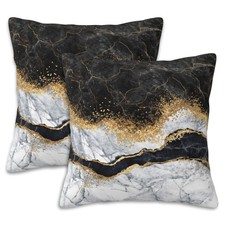 Black and White Marble Throw Pillow Covers Set of 2 Black Gold Marble Pillow ...