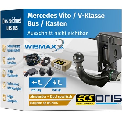 ANHÄNGERKUPPLUNG für MB Vito V-Klasse ab 14 ve. abnehmbar ORIS +13pol E-Satz ECS