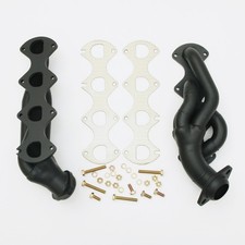 For 04-08 Ford F-150 Black Painted Shorty Headers Primaries Collector Carb Eo
