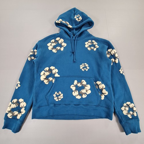 Denim Tears Mens Hoodie Blue XL Cactus Tears Wreath Cotton Pullover