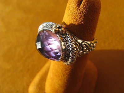 BARBARA BIXBY AMETHYST GEMSTONE RING SIZE 7 SS 18K SILVER GOLD DESIGNER Gift