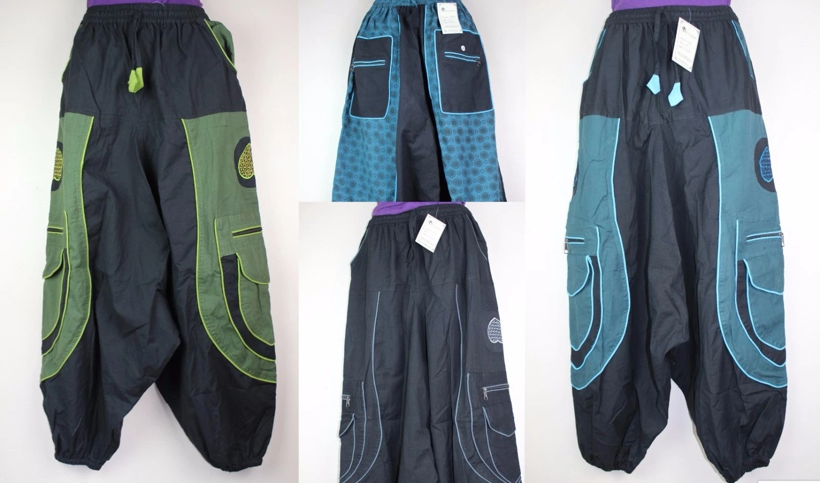Hippy Aladdin Trousers Combat Festival Alibaba Harem Baggy Boho Pant Trouser AB6