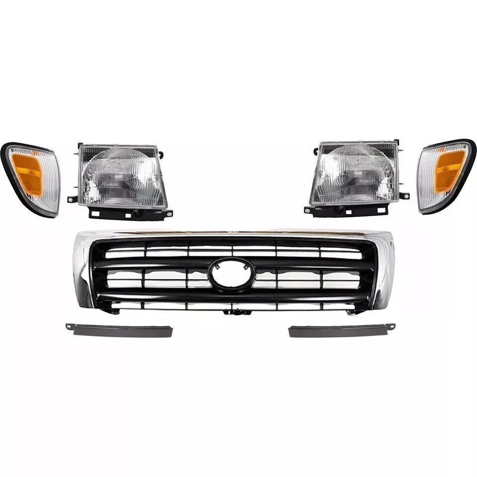 New Front Grille Chrome Headlamp Corner Lamp Filler Fits 1998-2000 TOYOTA TACOMA Foto 2 de 4