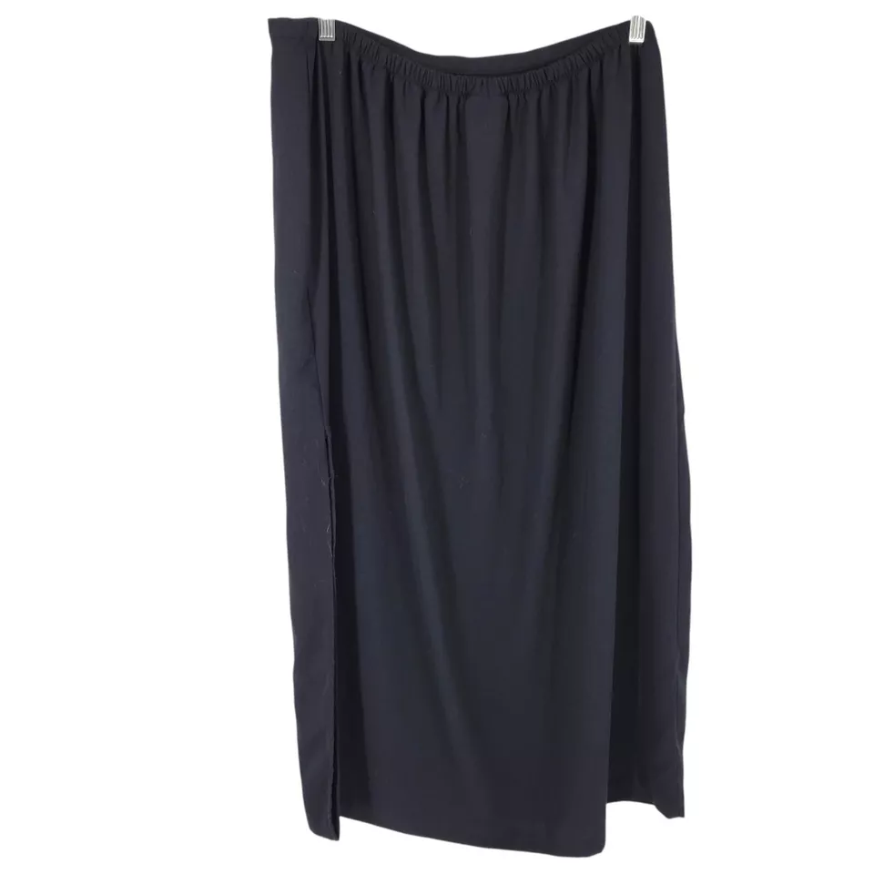 vtg Venezia Black Midi Skirt Plus Size 22/24 Goth Minimalist Capsule whimsigoth - Image 2 of 3