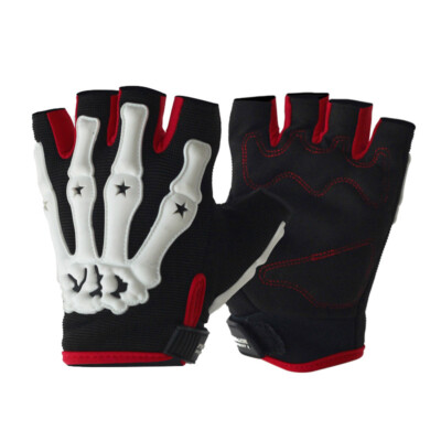 Skull Half Finger Gloves Sports Cycling Biker Off-Road Racing Mittens Men Women 