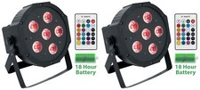  2 Rockville BATTERY PAR 61 Rechargeable RGBWA UV DMX DJ Wash Lights Remotes