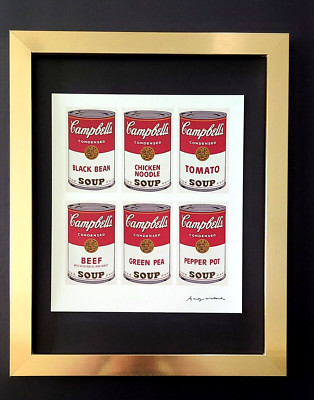 ANDY WARHOL + SIGNED 1984 '' CAMPBELL'S SOUPS'' PRINT MOUNTED & FRAMED BUY NOW!