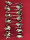 Set 12 Sterling Silver Gorham Figural Squirrel Twig Branch Demitasse Nut Spoons