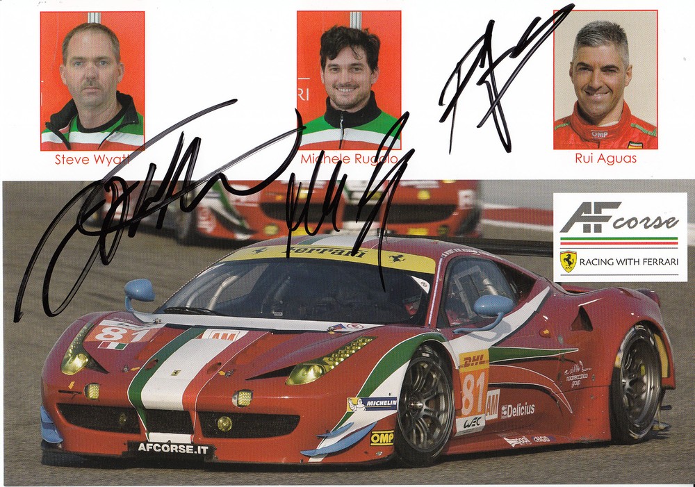 Wyatt Rugolo Aguas AF Corse Ferrari 2015 Le Mans Hand Signed Promo Card