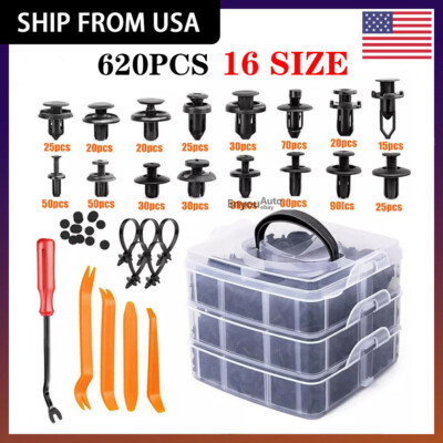 Universal Rivets Fastener Fender Push Pin Trim Auto Bumper Clips  620Pcs 