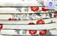 5 Yard Indian Block Print Cotton Hand Beige Dressmaking Fabric