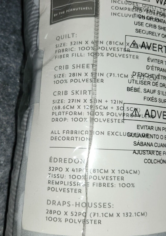 Juego de ropa de cama para cuna The Peanutshell gris, menta, verde y blanco retazos jirafa 3 piezas nuevo Foto 3 de 4