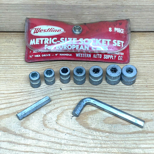 Vintage Western Auto Westline H2904  19 Piece Metric Socket Set  USA