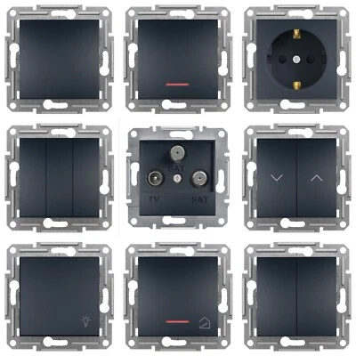 SCHNEIDER ELECTRIC SCHNEIDER ASFORA ANTHRAZIT Steckdose Schalter Taster Dimmer Rahmen SAT TV RJ45