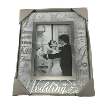 Malden Glass Mr. & Mrs. Picture Frame 4X6 Bride Groom Wedding Bridal Shower Gift