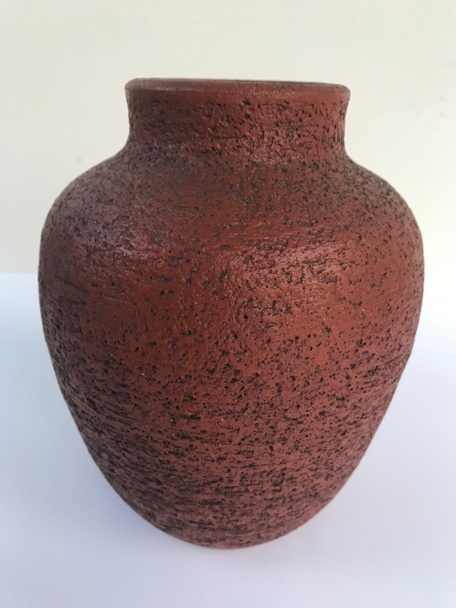 Tonvase rund strukturiert 1,75l braun