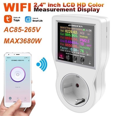 220V AC WIFI Smart Steckdose Digital Wattmeter EU Plug Power Meter Strom Meter D