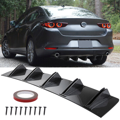 For Mazda Speed 3 Rear Bumper Diffuser Carbon Fiber Shark Spoiler Splitter Lip