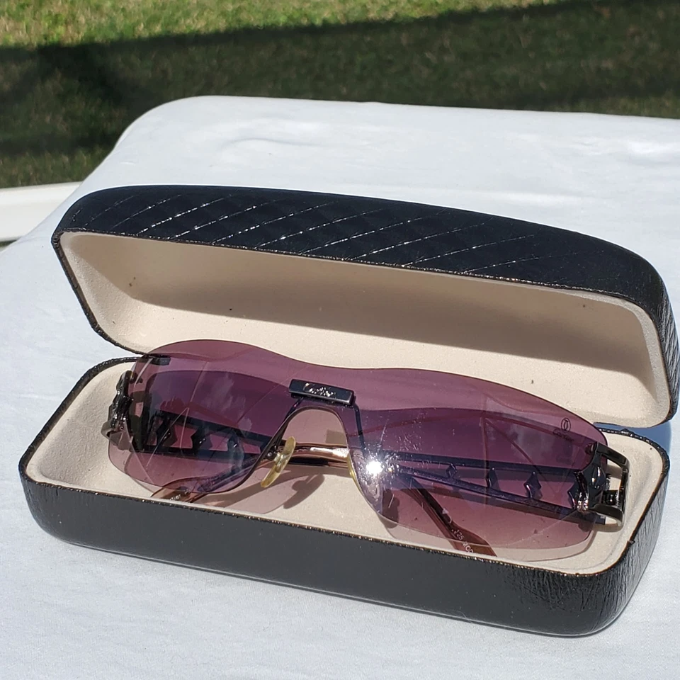 **RARAS GAFAS DE SOL CARTIER SIN MONTURA ESCUDO ENVOLVENTES** ¡¡Lentes violetas degradadas!!! Foto 2 de 4
