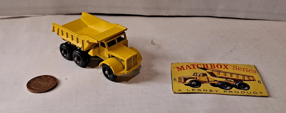 2364. LESNEY MATCHBOX N.6 2nd Issue Euclid Quarry truck Con Ritaglio scatola - Immagine 2 di 4