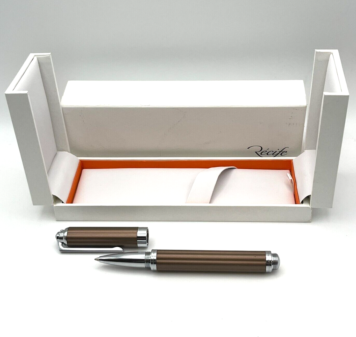 Recife Rollerball Pen in Box Paris Brown Ink Insert Screw Off Top