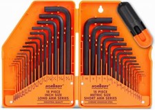 31 Piece Hex Key Allen Wrench Hexagon Set Long With Case Metric& Imperial