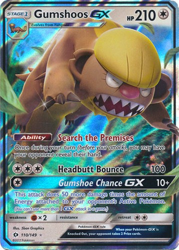 Pokemon Sun And Moon Gumshoos Gx 110 149 Ultra Rare Card Ebay