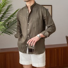 100 20ss Silk Long Sleeve Shirt, Cotton Versatile Vacation Shirt Men's Top