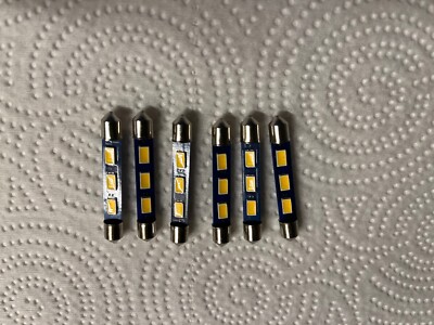 (6)WARM WHITE 43MM-6.3V-LED FESTOON LAMP/ MR73-MR71-MR67- McIntosh DIAL Bulbs