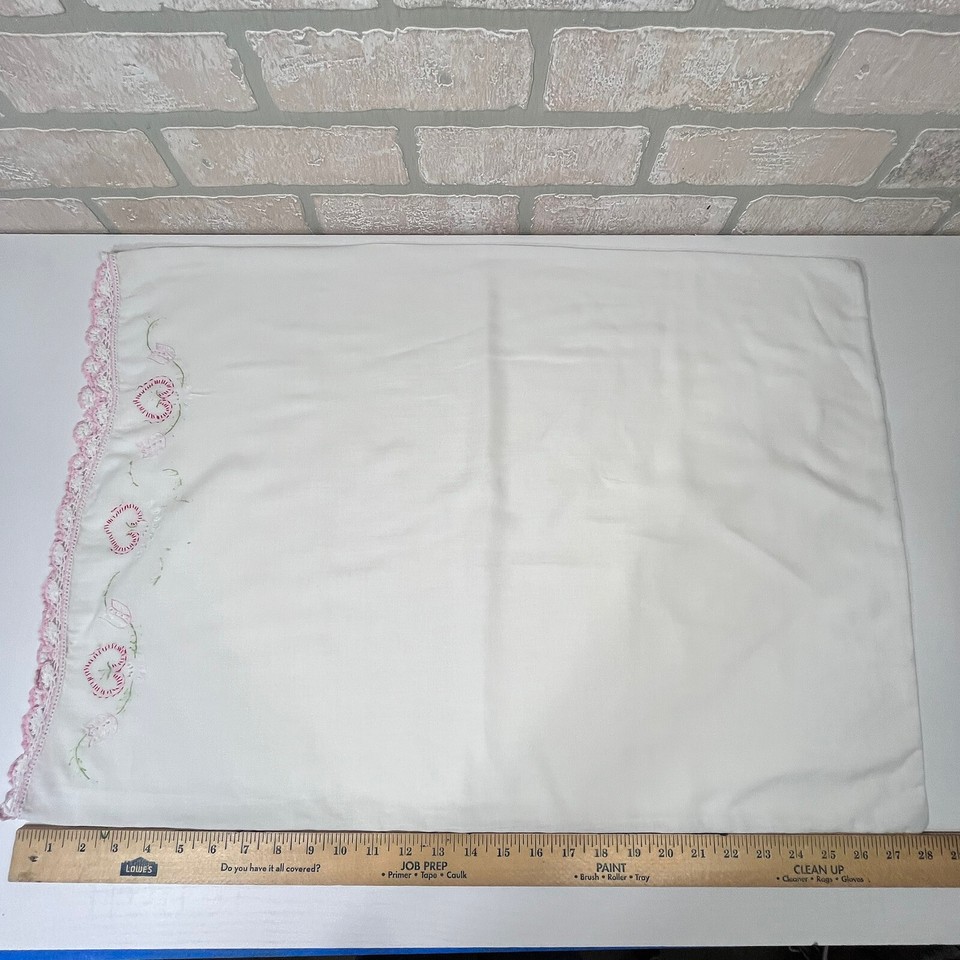 Vintage Crocheted Embroidered Pillowcases Lot of 4 Rosettes eBay