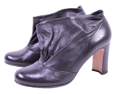 Prada Stiefeletten Ankle Boots Damen Leder schwarz Gr. 36 hoher Absatz SH456