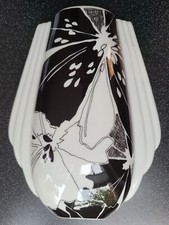 BLUMENVASE ESCHENBACH PORZELLAN VASE SCHWARZ WEISS ART DECO STIL