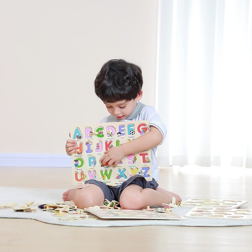 GRINNNIE Wooden Peg Puzzle for Toddlers 2 3 4 Years Old 4 PCS Montessori Educ... - Picture 2 of 6