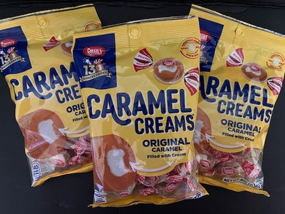 Goetze's CARAMEL CREAMS Bullseye Candy-Original Caramel Filled with Cream 3 BAGS