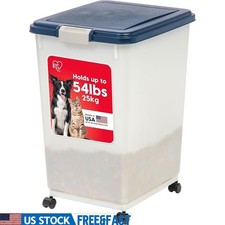 Airtight Pet Food Storage Container W/ Rolling Casters Cats Dogs Birds 69 Qt New