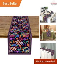 Day of The Dead Table Runner Linen Cinco de Mayo Mexican Sugar Skull Decor