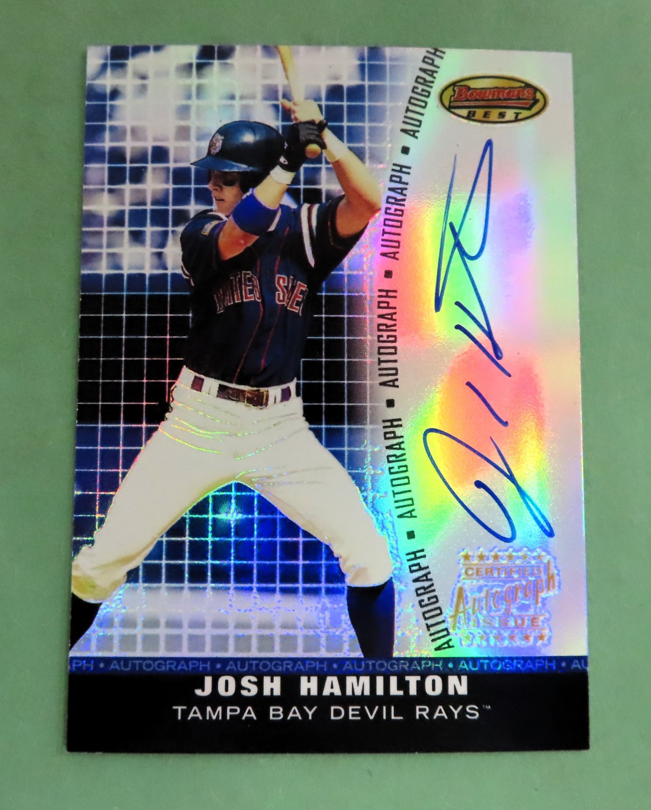 2001 Bowmans Best JOSH HAMILTON RC AUTO #BBA-JH  ON CARD  NM-MT   Rays