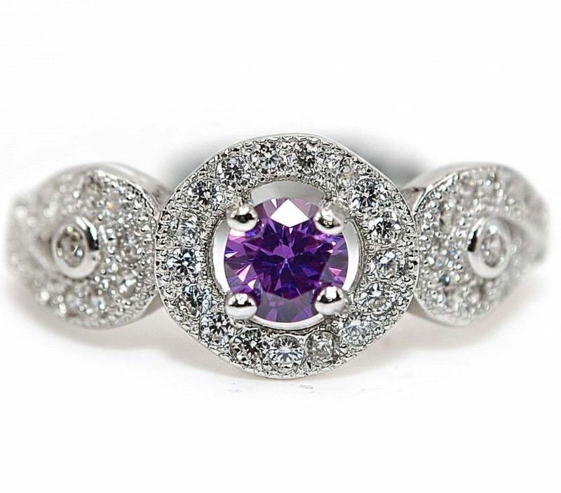 1CT  Amethyst 925 Solid Sterling Silver Ring Jewelry Sz 6 F8-9