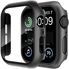 Tempered Glass Case Cover for Apple Watch Full Protective Bumper Shell