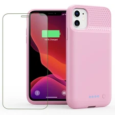 iPhone 11/XR Battery Case 7500mAh Ultra-Slim Portable Charging Cover Pink