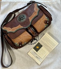 HUNTING WORLD Shoulder Bag Brown Leather Crossbody Vintage Used Japan Shipped
