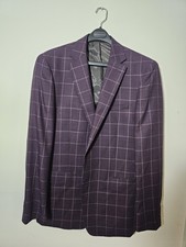 Calvin Klein X Slim Fit Sport Coat 46L Burgundy Windowpane Blazer
