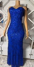 Sequin Formal Gown Size M Royal Blue Lace-Up Back