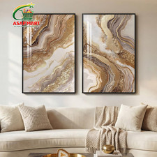 Framed Abstract Brown Gold Wall Art for 24" W x 36" H x 2Pcs,